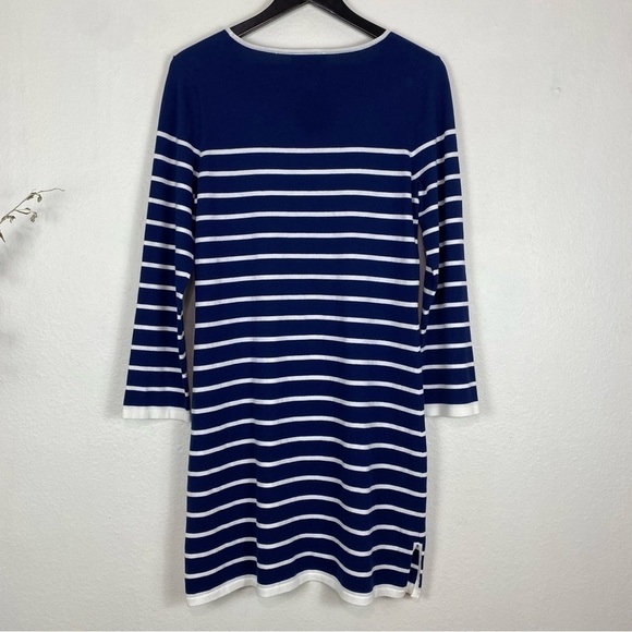 SAIL TO SABLE Nautical Stripe Navy White Sweater Dress Size M - Picture 7 of 11